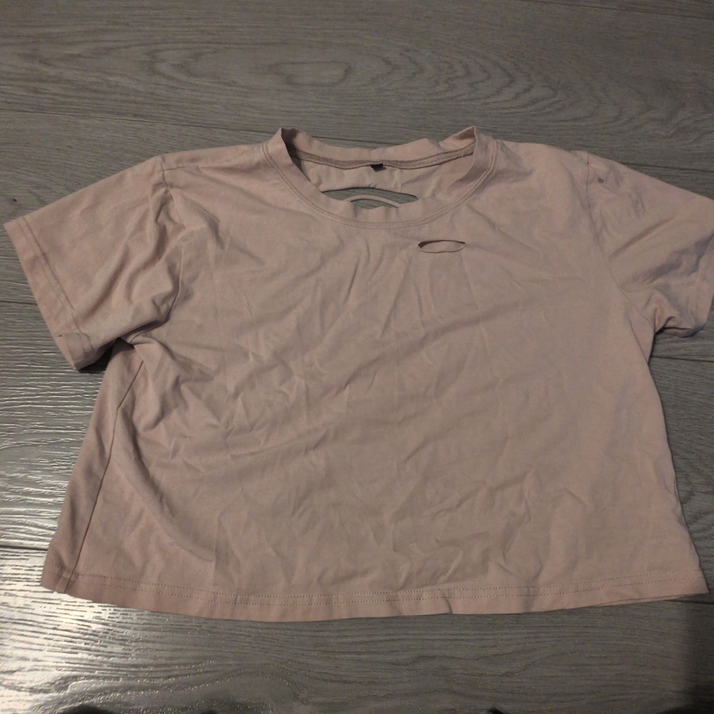 Juniors Dusty Pink Cropped Tee - Casual Short Sleeve Top